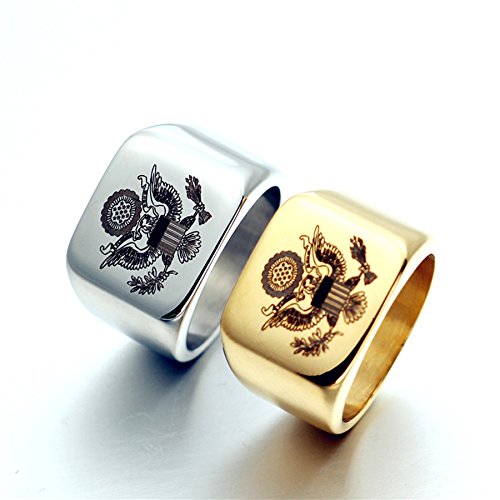 DDOLAA 316L Acero Inoxidable Oro Ruso Insignia Rusia Bandera Nacional Macho Anillo Double-Headed Eagle Logo Anillo para Unisex Anillos joyería DDOLAA 316L Acero Inoxidable Oro Ruso Insignia Rusia Bandera Nacional Macho Anillo Double-Headed Eagle Logo Anillo para Unisex Anillos joyería