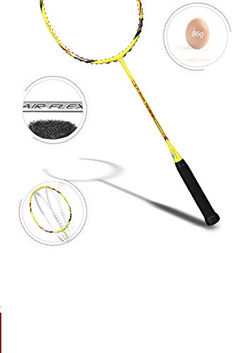 DDPD Bádminton Racket* Juego de Entrenamiento Profesional Fibra de Carbono Amateur Master Ball* Amarillo* A