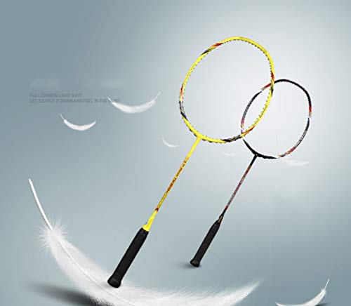 DDPD Bádminton Racket* Juego de Entrenamiento Profesional Fibra de Carbono Amateur Master Ball* Amarillo* A