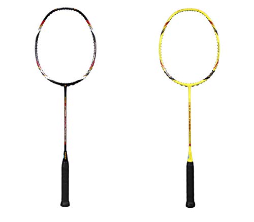 DDPD Bádminton Racket* Juego de Entrenamiento Profesional Fibra de Carbono Amateur Master Ball* Negro* A