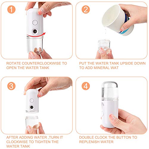 DDUUOO Niebla De Enfriamiento Recargable Eléctrica USB Mini Humidificador Facial Nano Mister Humidificador Extensiones De Pestañas Pulverizador Dispositivo Facial Blanco