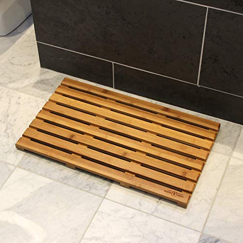 De baño de madera de bambú | Corredor de tabla de baño antideslizante | Alfombrilla de ducha con listones naturales | M&W
