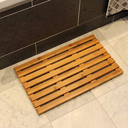 De baño de madera de bambú | Corredor de tabla de baño antideslizante | Alfombrilla de ducha con listones naturales | M&W