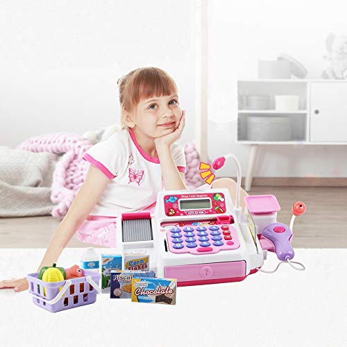 deAO Caja Registradora Electrónica de Juguete con Escáner, Micrófono, Cinta y Lector de Tarjetas Conjunto de Accesorios de Tienda y Supermercado Infantil Incluye Alimentos de Juguete (Rosa) deAO Caja Registradora Electrónica de Juguete con Escáner, Micrófono, Cinta y Lector de Tarjetas Conjunto de Accesorios de Tienda y Supermercado Infantil Incluye Alimentos de Juguete (Rosa)