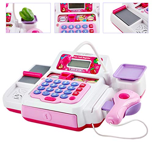 deAO Caja Registradora Electrónica de Juguete con Escáner, Micrófono, Cinta y Lector de Tarjetas Conjunto de Accesorios de Tienda y Supermercado Infantil Incluye Alimentos de Juguete (Rosa) deAO Caja Registradora Electrónica de Juguete con Escáner, Micrófono, Cinta y Lector de Tarjetas Conjunto de Accesorios de Tienda y Supermercado Infantil Incluye Alimentos de Juguete (Rosa)