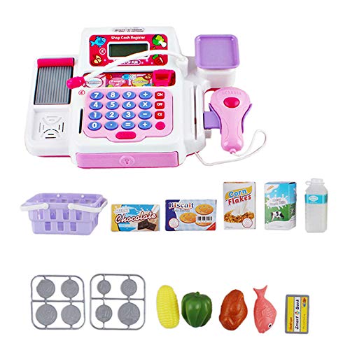 deAO Caja Registradora Electrónica de Juguete con Escáner, Micrófono, Cinta y Lector de Tarjetas Conjunto de Accesorios de Tienda y Supermercado Infantil Incluye Alimentos de Juguete (Rosa) deAO Caja Registradora Electrónica de Juguete con Escáner, Micrófono, Cinta y Lector de Tarjetas Conjunto de Accesorios de Tienda y Supermercado Infantil Incluye Alimentos de Juguete (Rosa)