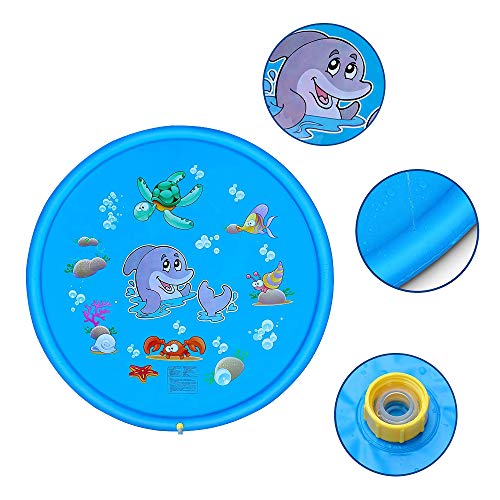 deAO Colchoneta Acuática Rociadora Splash Pad Alfombra de Juegos con Aspersores Incorporados para Juegos de Agua al Exterior, Jardín y Patio Actividad Infantil de Verano para Niños y Niñas (Azul) deAO Colchoneta Acuática Rociadora Splash Pad Alfombra de Juegos con Aspersores Incorporados para Juegos de Agua al Exterior, Jardín y Patio Actividad Infantil de Verano para Niños y Niñas (Azul)