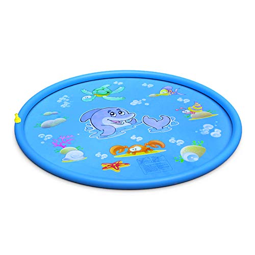 deAO Colchoneta Acuática Rociadora Splash Pad Alfombra de Juegos con Aspersores Incorporados para Juegos de Agua al Exterior, Jardín y Patio Actividad Infantil de Verano para Niños y Niñas (Azul)