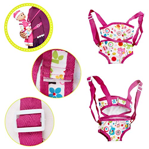 deAO Conjunto 5en1 para Muñecas Bebé Incluye Cuna, Carrito, Canguro Portabebés, Gimnasio y Bolso Cambiador Juguete de Imitación para Muñecas Bebé Jugar a Ser Mamá y Papá (Muñeca NO Incluida)