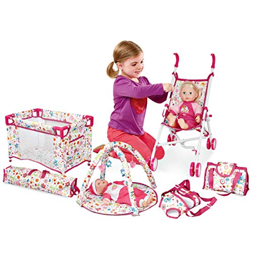 deAO Conjunto 5en1 para Muñecas Bebé Incluye Cuna, Carrito, Canguro Portabebés, Gimnasio y Bolso Cambiador Juguete de Imitación para Muñecas Bebé Jugar a Ser Mamá y Papá (Muñeca NO Incluida) deAO Conjunto 5en1 para Muñecas Bebé Incluye Cuna, Carrito, Canguro Portabebés, Gimnasio y Bolso Cambiador Juguete de Imitación para Muñecas Bebé Jugar a Ser Mamá y Papá (Muñeca NO Incluida)