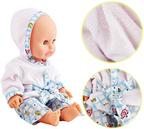 deAO Conjunto de Baño 13" Mi Primera Muñeca Bebé con Funciones de Agua Real Set Incluye Muñeca, Bañera, Accesorios y Albornoz