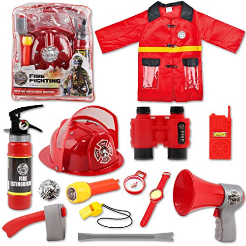 deAO Disfraz de Bombero Juego Infantil de Imitación Conjunto Incluye Uniforme, 12 Accesorios de Bombero, Extintor con Función de Agua Real y Mochila para Almacenaje deAO Disfraz de Bombero Juego Infantil de Imitación Conjunto Incluye Uniforme, 12 Accesorios de Bombero, Extintor con Función de Agua Real y Mochila para Almacenaje