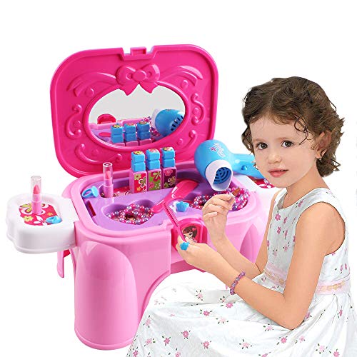 deAO Maleta de Maquillaje Conjunto 3 en 1 de Belleza y Moda Portátil Taburete Infantil y Maletín de Juegos con Accesorios Incluidos, Asa y Cerradura deAO Maleta de Maquillaje Conjunto 3 en 1 de Belleza y Moda Portátil Taburete Infantil y Maletín de Juegos con Accesorios Incluidos, Asa y Cerradura