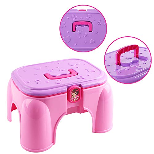 deAO Maleta de Maquillaje Conjunto 3 en 1 de Belleza y Moda Portátil Taburete Infantil y Maletín de Juegos con Accesorios Incluidos, Asa y Cerradura deAO Maleta de Maquillaje Conjunto 3 en 1 de Belleza y Moda Portátil Taburete Infantil y Maletín de Juegos con Accesorios Incluidos, Asa y Cerradura