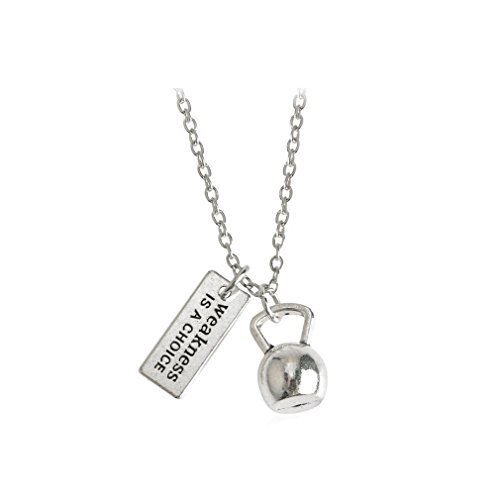"debilidad es una elección" Pesa Rusa colgante collar pesos y Fitness encanto collar joyería "debilidad es una elección" Pesa Rusa colgante collar pesos y Fitness encanto collar joyería