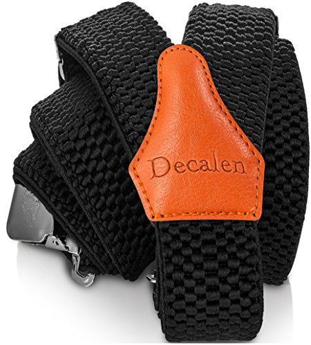 Decalen Tirantes para caballero con clips extra fuerte amplio 40 mm Adjustable Elastics Y forma (Negro 1)