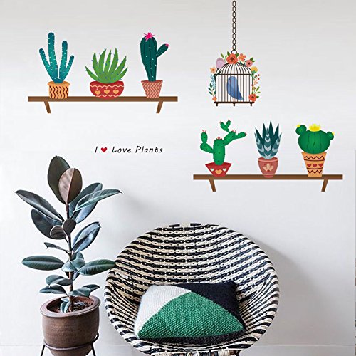 decalmile Cactus Plantas Pegatinas de Pared Vinilo Naturaleza Pegatinas Decorativos Adhesiva Pared Dormitorio Salón Habitación Infantiles