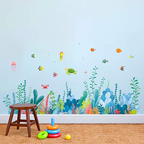 decalmile Pegatinas de Pared Algas Marinas Rodapié Adhesivos Pared Bajo el Mar Peces Vinilos Decorativos Bebé Niños Habitación Baños decalmile Pegatinas de Pared Algas Marinas Rodapié Adhesivos Pared Bajo el Mar Peces Vinilos Decorativos Bebé Niños Habitación Baños