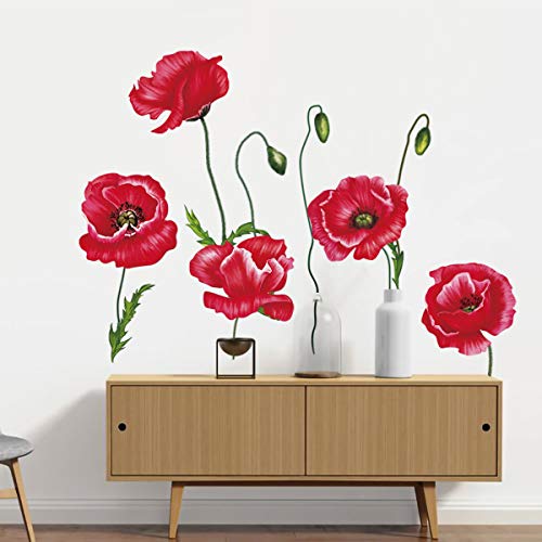 decalmile Pegatinas de Pared Amapola Roja Vinilos Decorativos Plantas de Flores Adhesivos Pared Oficina Habitación Dormitorio Salón decalmile Pegatinas de Pared Amapola Roja Vinilos Decorativos Plantas de Flores Adhesivos Pared Oficina Habitación Dormitorio Salón