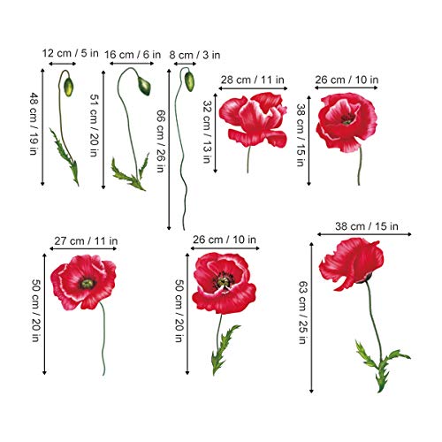 decalmile Pegatinas de Pared Amapola Roja Vinilos Decorativos Plantas de Flores Adhesivos Pared Oficina Habitación Dormitorio Salón decalmile Pegatinas de Pared Amapola Roja Vinilos Decorativos Plantas de Flores Adhesivos Pared Oficina Habitación Dormitorio Salón