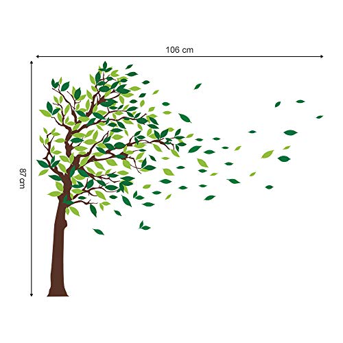 decalmile Pegatinas de Pared Arbol Verde Vinilos Decorativos Hojas Infantil Salón Dormitorio Decorativos Adhesivos (L, Verde, Derecho)