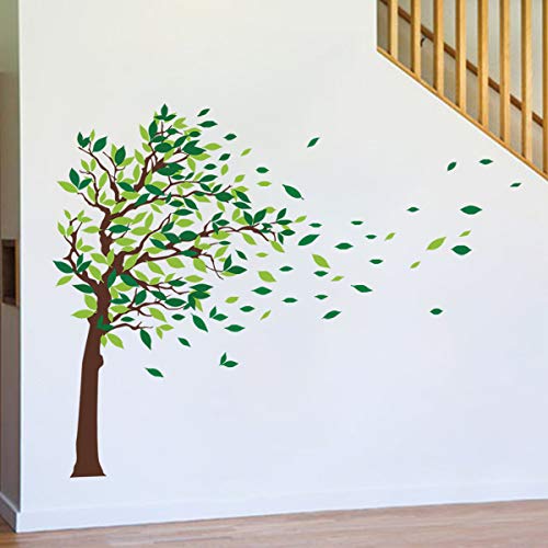 decalmile Pegatinas de Pared Arbol Verde Vinilos Decorativos Hojas Infantil Salón Dormitorio Decorativos Adhesivos (L, Verde, Derecho)