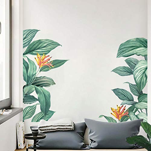 decalmile Pegatinas de Pared Hoja de Banana Vinilos Decorativos Plantas Tropical Verde Adhesivos Pared Salón Dormitorio Ventana Oficina