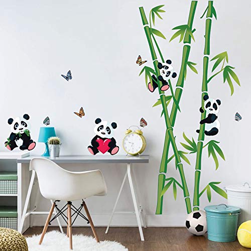 decalmile Pegatinas de Pared Panda Osos Bambú Vinilos Decorativos Infantiles Adhesivos Pared Habitacion Bebés Guardería Dormitorio Cuarto de Jugar