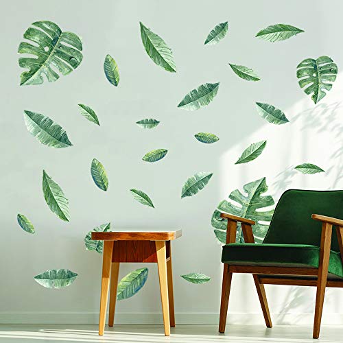 decalmile Pegatinas de Pared Planta Tropicales Vinilos Decorativos Verde Hojas Adhesivos Pared Sala Habitación Dormitorio Oficina