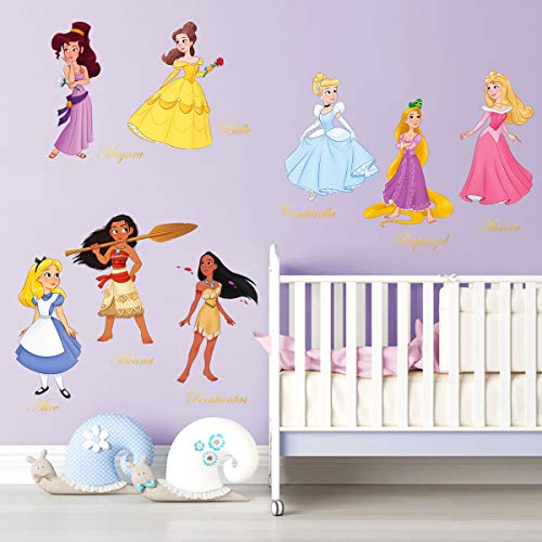 decalmile Pegatinas de Pared Princesa Vinilos Decorativos Sirena Ariel Blancanieves Adhesivos Pared Habitación Guardería Niñas Infantiles Bebés