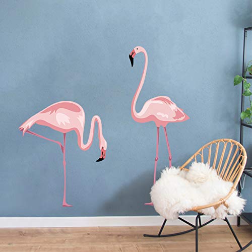 decalmile Rosado Flamencos Pegatina De Pared Pelar y Pegar Desmontable Adhesivos Pared Decorativos para Salón Dormitorio Habitación para Niños