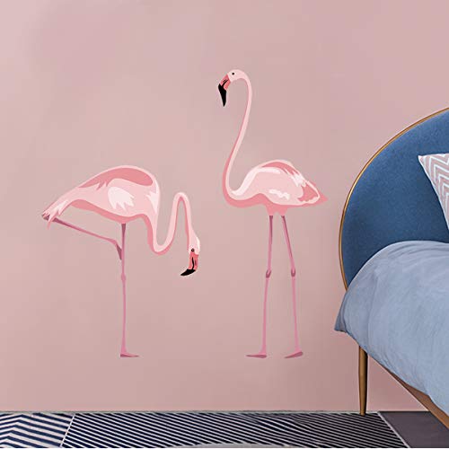 decalmile Rosado Flamencos Pegatina De Pared Pelar y Pegar Desmontable Adhesivos Pared Decorativos para Salón Dormitorio Habitación para Niños