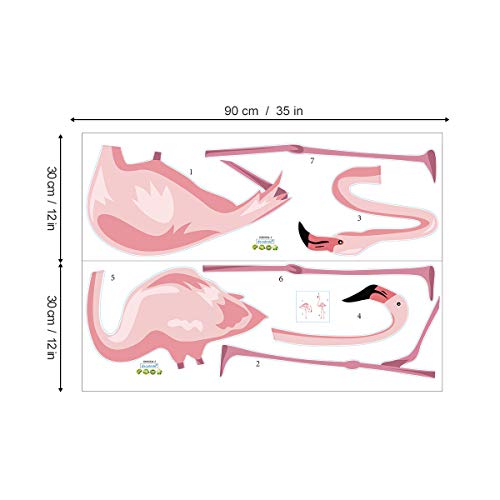 decalmile Rosado Flamencos Pegatina De Pared Pelar y Pegar Desmontable Adhesivos Pared Decorativos para Salón Dormitorio Habitación para Niños