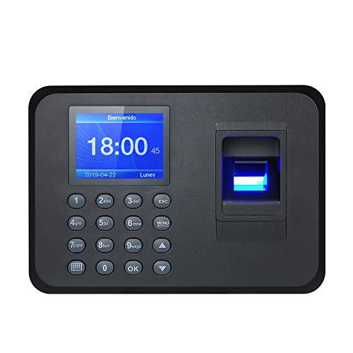 Decdeal-2.4" TFT USB Máquina de Asistencia Biométrica de Huella Dactilar, Sistema Española, LCD Pantalla Soporte Configuración de Español