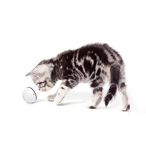 Decdeal Bola de Juguete Eléctrica para Gatos Ejercicio Chase Luz LED Dirección Recargable USB Automáticamente Pelota Interactiva para Mascotas Perros