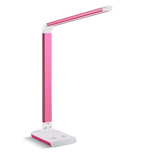 DECKEY 10W LED Lámpara de Escritorio Lámpara de Mesa Lámpara de Mesa Regulable Lámpara de Oficina Giratoria Lámpara de Lectura Lámpara de Libro Lámpara de Trabajo 60 LED (Rosa)