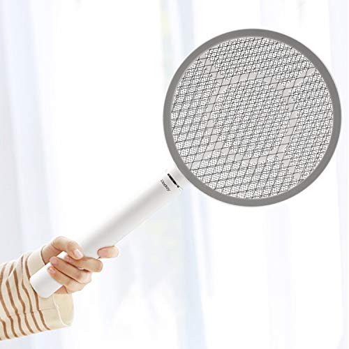 Deckey Raqueta Matamoscas Eléctrica, USB Recargable, Iluminación LED de Malla de Tres Capas con Interruptor de Sensor Táctil, Blanco Deckey Raqueta Matamoscas Eléctrica, USB Recargable, Iluminación LED de Malla de Tres Capas con Interruptor de Sensor Táctil, Blanco
