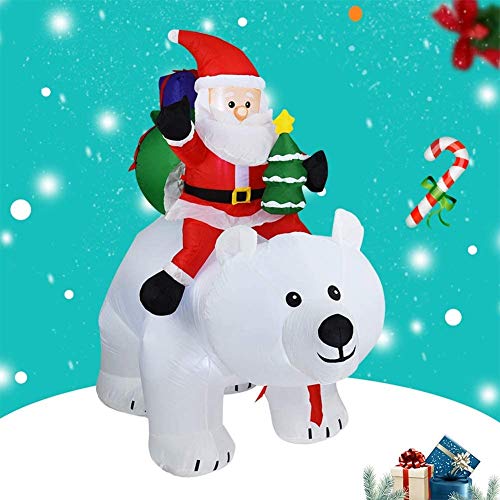 Decoración Inflable de Navidad 170x210cm Papá Noel Que Monta la Muñeca Inflable del Oso Polar para la Decoración del Jardín Casero Navidad Fiesta Césped Bar Interior Accesorios