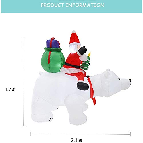 Decoración Inflable de Navidad 170x210cm Papá Noel Que Monta la Muñeca Inflable del Oso Polar para la Decoración del Jardín Casero Navidad Fiesta Césped Bar Interior Accesorios