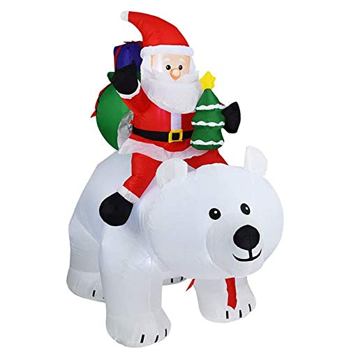 Decoración Inflable de Navidad 170x210cm Papá Noel Que Monta la Muñeca Inflable del Oso Polar para la Decoración del Jardín Casero Navidad Fiesta Césped Bar Interior Accesorios