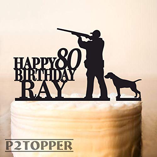 Decoración para tarta de caza, cazador con perro, decoración para tarta con perro, siluetas de cazador y decoración para tarta de cumpleaños
