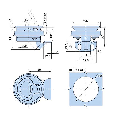 DEDC 2pcs Pestillo de Leva Marina para Barco Pestillo de Tracción Manija de Elevación de 1.5 pulgadas para Puerta de Barco Marina Cerradura Marmario Hatch