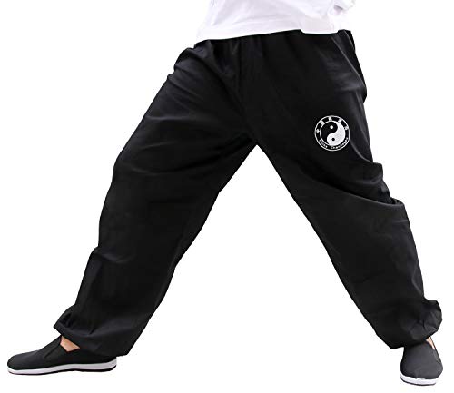 Dee Plus Pantalones de Tai Chi Taza Amplia Hombre y Mujer y Niño Pantalones de Yoga Qigong Abierto a los Tobillos Pantalones Kung Fu Wing Chun Artes Marciales Chinas Anchas y Agradables Viscosa (S)