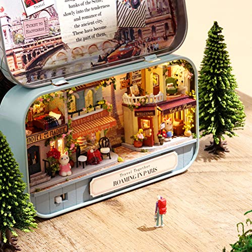 Deeabo Caja de Teatro DIY Casa de Madera para Muñecas, Miniatura en Casa Tema Nostálgico Accesorios para Muebles de Casa de Muñecas DIY Ensamblar Edificios Coleccionables Decoración Del Hogar