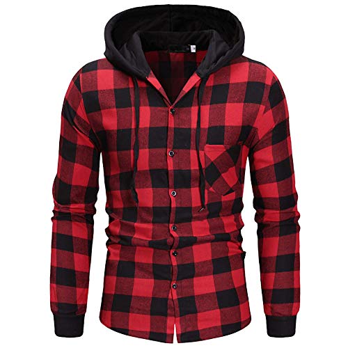DEELIN Camisa De Manga Larga, Los Hombres De OtoñO De Invierno A Cuadros De Sudadera con Capucha Blusa De Ropa De Camisa DEELIN Camisa De Manga Larga, Los Hombres De OtoñO De Invierno A Cuadros De Sudadera con Capucha Blusa De Ropa De Camisa