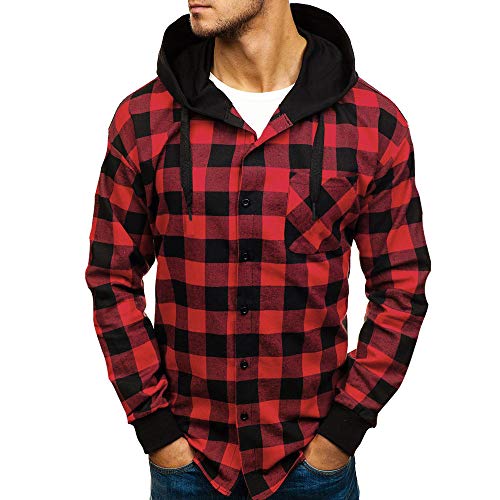 DEELIN Camisa De Manga Larga, Los Hombres De OtoñO De Invierno A Cuadros De Sudadera con Capucha Blusa De Ropa De Camisa DEELIN Camisa De Manga Larga, Los Hombres De OtoñO De Invierno A Cuadros De Sudadera con Capucha Blusa De Ropa De Camisa
