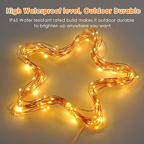 DeepDream Guirnalda de luces con enchufe,20M 200LED Alambre Cobre impermeable Navidad Luces Interior Intemperie para Decoración de Navidad,Jardín,Party,Bodas ,Blanco Cálido