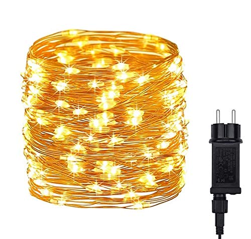 DeepDream Guirnalda de luces con enchufe,20M 200LED Alambre Cobre impermeable Navidad Luces Interior Intemperie para Decoración de Navidad,Jardín,Party,Bodas ,Blanco Cálido