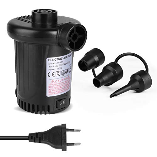 Deeplee Bomba de Aire Eléctrica, Inflador Eléctrico 150W de Alta Potencia Colchones Inflables/deflactor para Piscinas, Barcos, Juguete Inflado, 3 Boquillas Incluidas Deeplee Bomba de Aire Eléctrica, Inflador Eléctrico 150W de Alta Potencia Colchones Inflables/deflactor para Piscinas, Barcos, Juguete Inflado, 3 Boquillas Incluidas