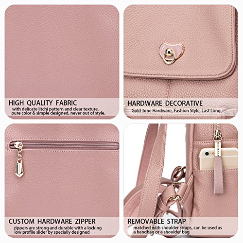 DEERWORD Para mujer Bolsos mochila Bolsos bandolera Carteras de mano Mochila escolar Bolsa para portátil Cuero Raíz De Loto Rosa